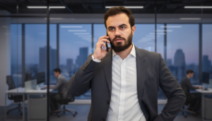 Assessor de investimentos pedindo reunião ao cliente com confiança e assertividade