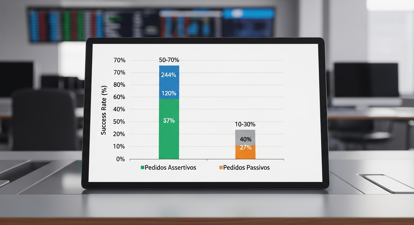 Comparação de taxa de fechamento entre pedidos assertivos e passivos de assessores de investimentos