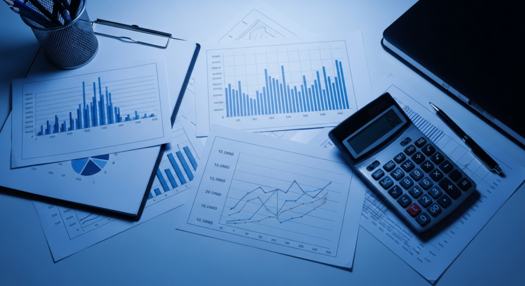 documentos de análise financeira sobre mesa de trabalho
