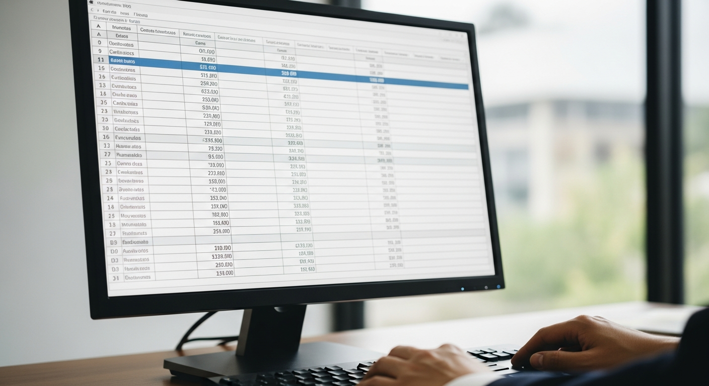 Planilha de controle de funil de prospecção aberta em monitor de assessor de investimentos