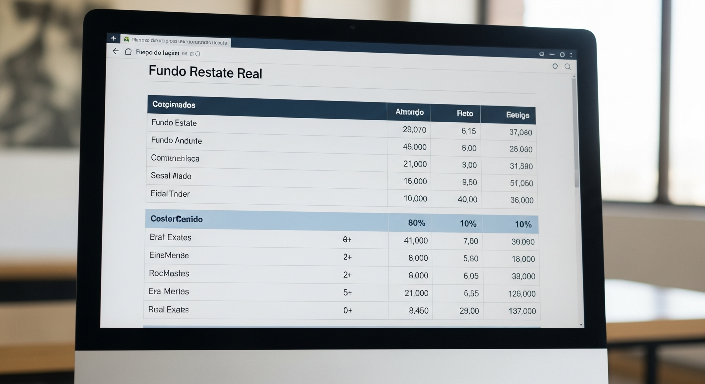tabela de performance de fundos imobiliários em monitor de análise