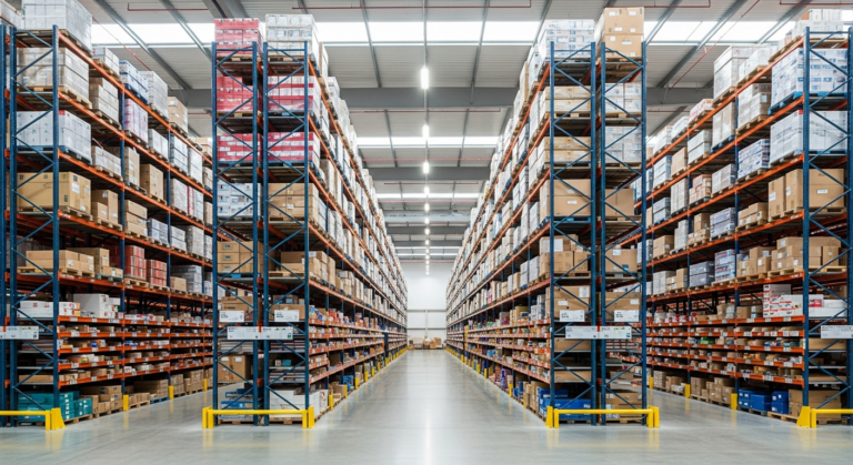 Centro de distribuição logístico representando operação de e-commerce em larga escala