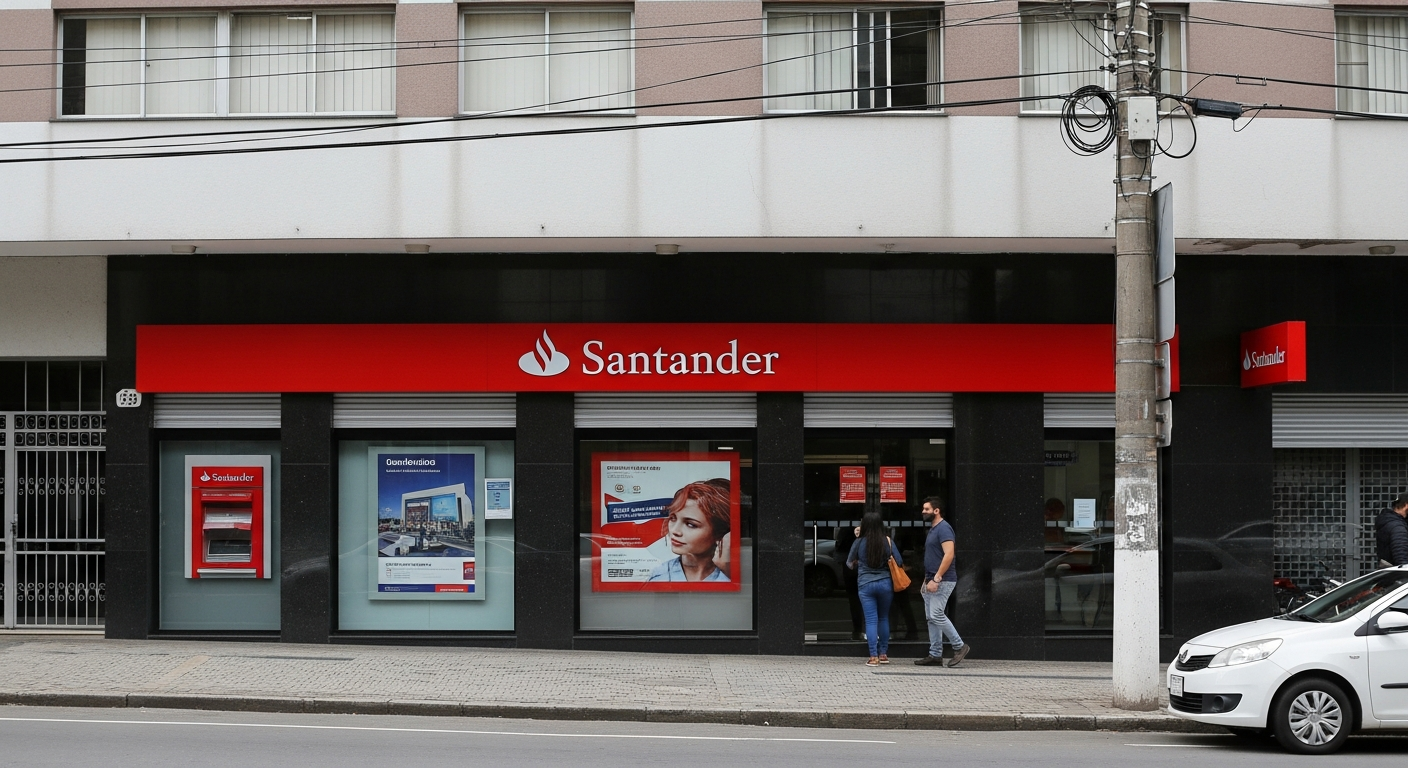 Fachada de agência bancária em área urbana