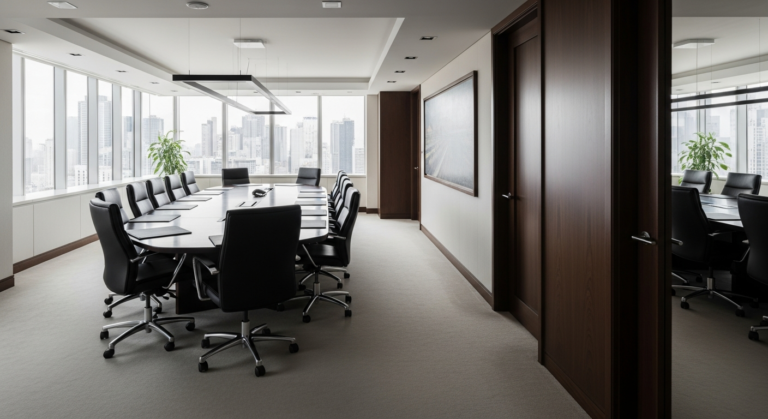 Sala de reuniões de banco de investimentos corporativo de alto padrão