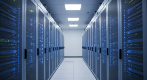 Infraestrutura digital de data center representando tokenização de ativos financeiros